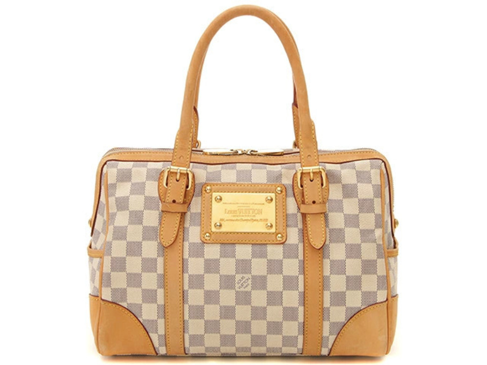 Louis Vuitton Berkeley Handbag Damier Azur White